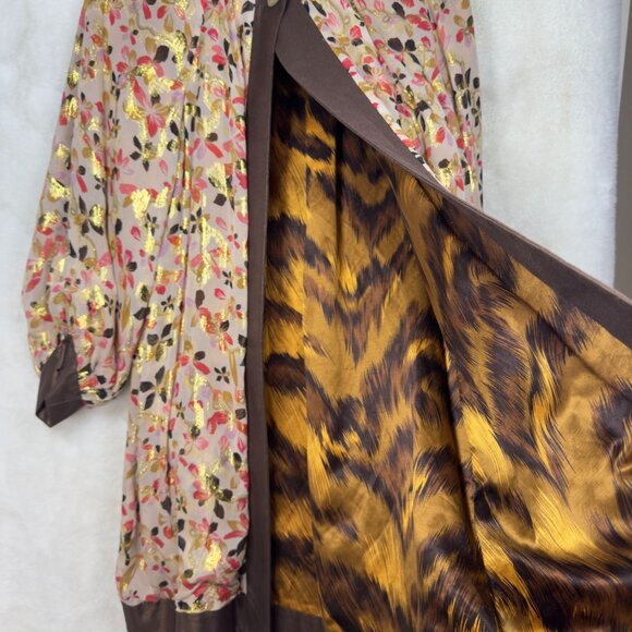 A0001 Diane Von Furstenberg Hadini Reversible Floral & Animal Print Coat Size 8 - Picture 5 of 16